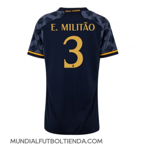 Camiseta Real Madrid Eder Militao #3 Segunda Equipación Replica 2023-24 para mujer mangas cortas